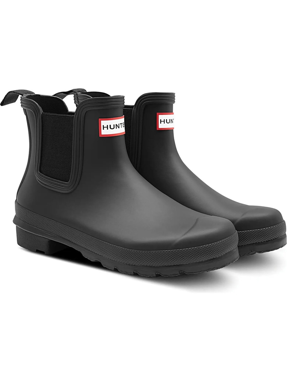 Hunter Black Chelsea Short Rain Boots with Red Logo size 9